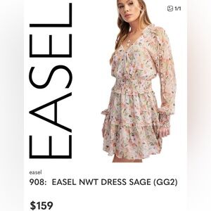 Easel NWT Floral Ruffle Long-Sleeve Mini Dress in Blush Multi size Large